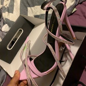 Fashion Nova rhinestone strapped heels